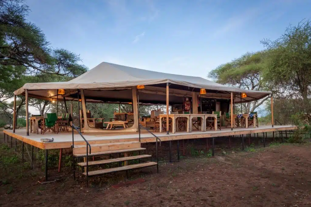 Open dining tent at Baobab Tented Camp in Tarangire