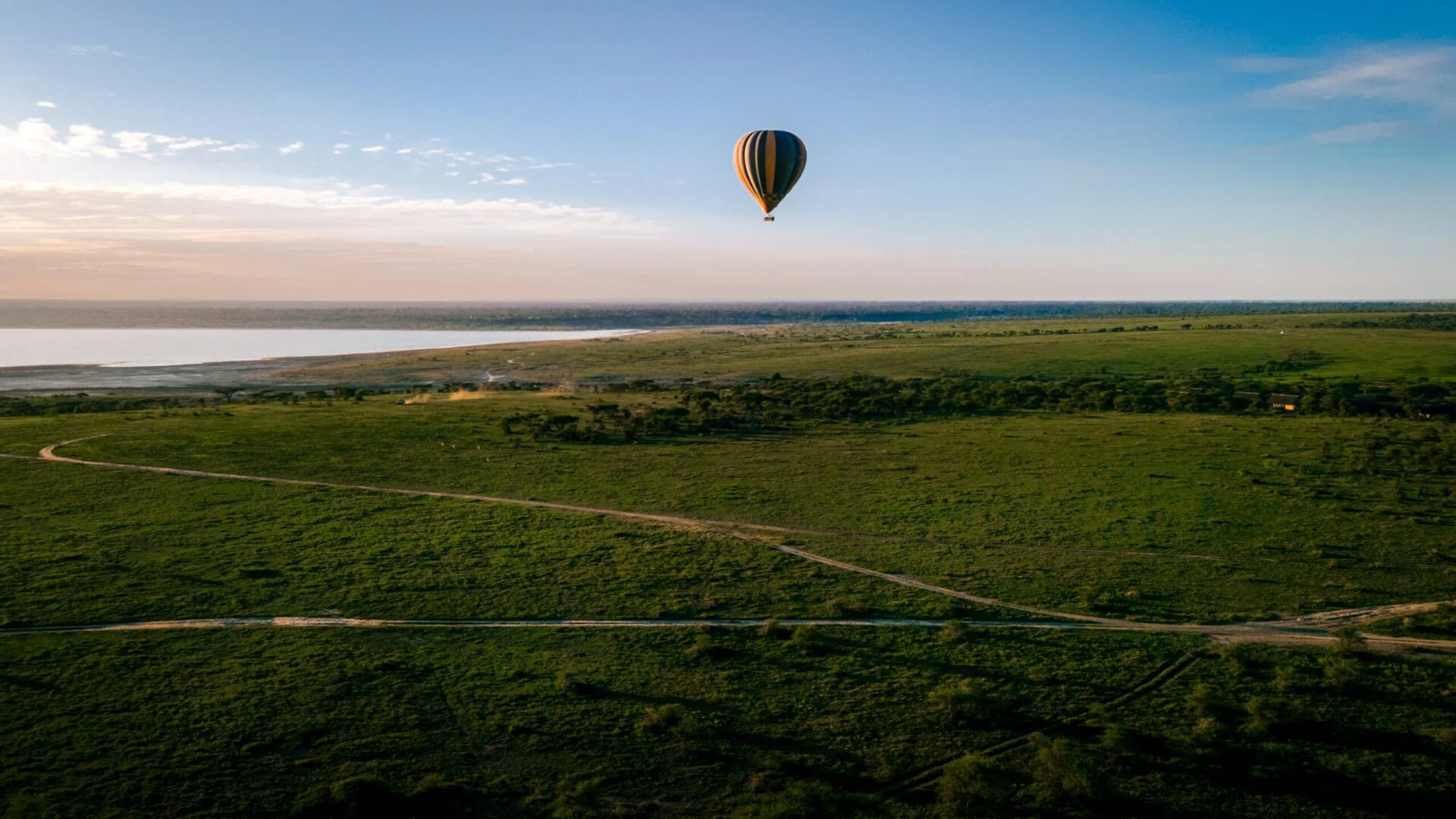 A balloon flight over the Serengeti plains in the early morning light