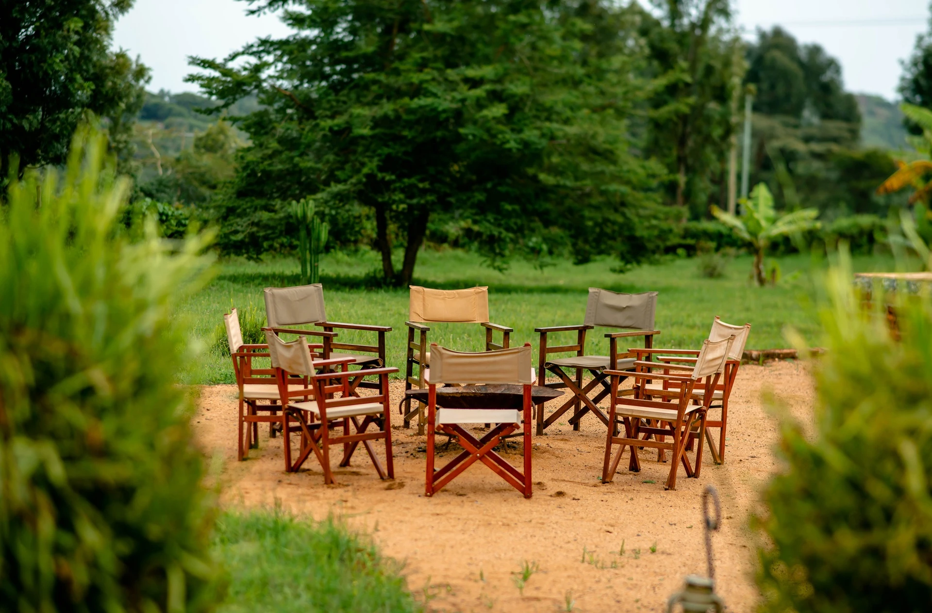 Karatu Lodge campfire safari chairs garden