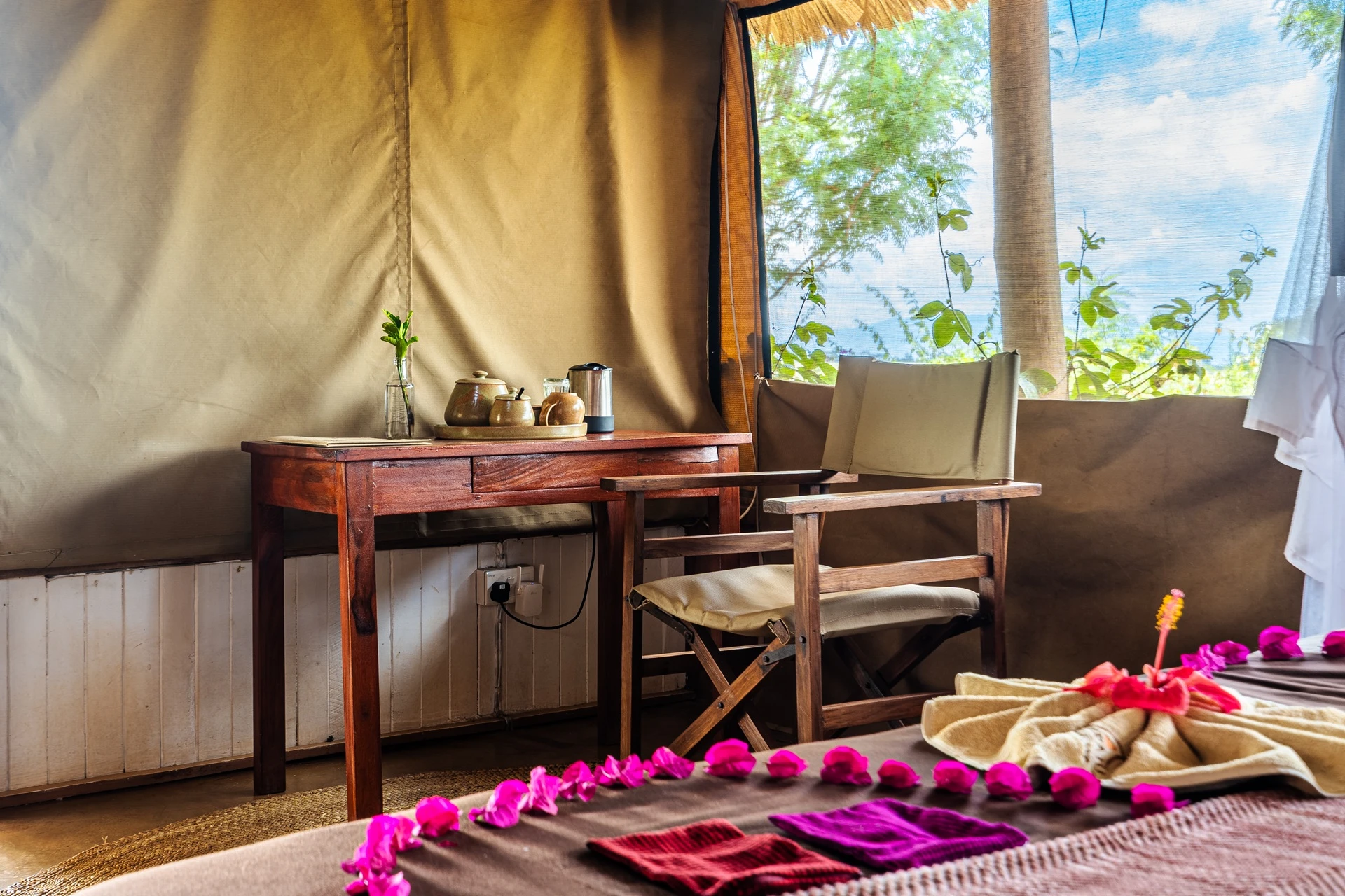 Karatu Lodge safari tent writing desk chair