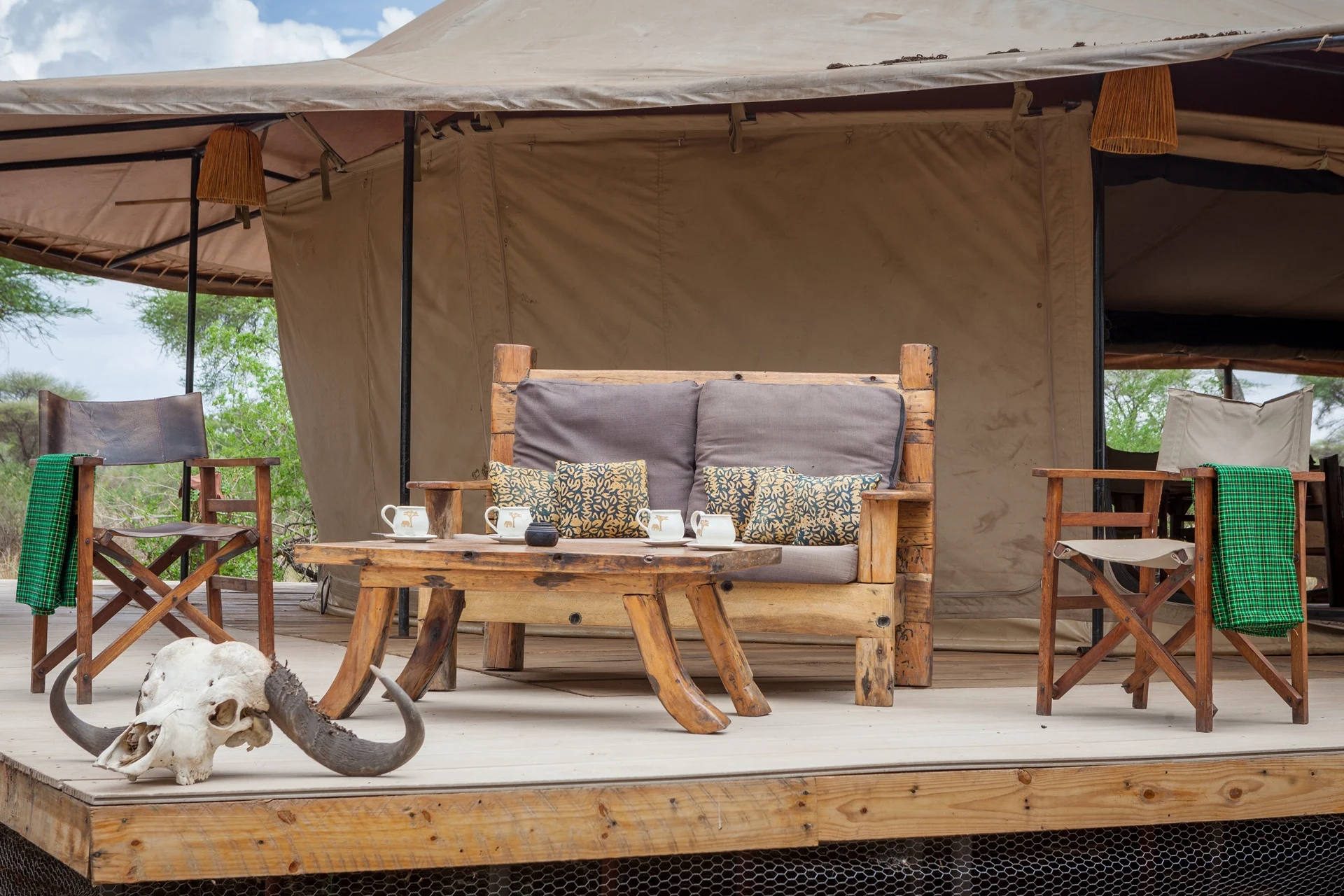 Private tent veranda at Baobab Tented Camp
