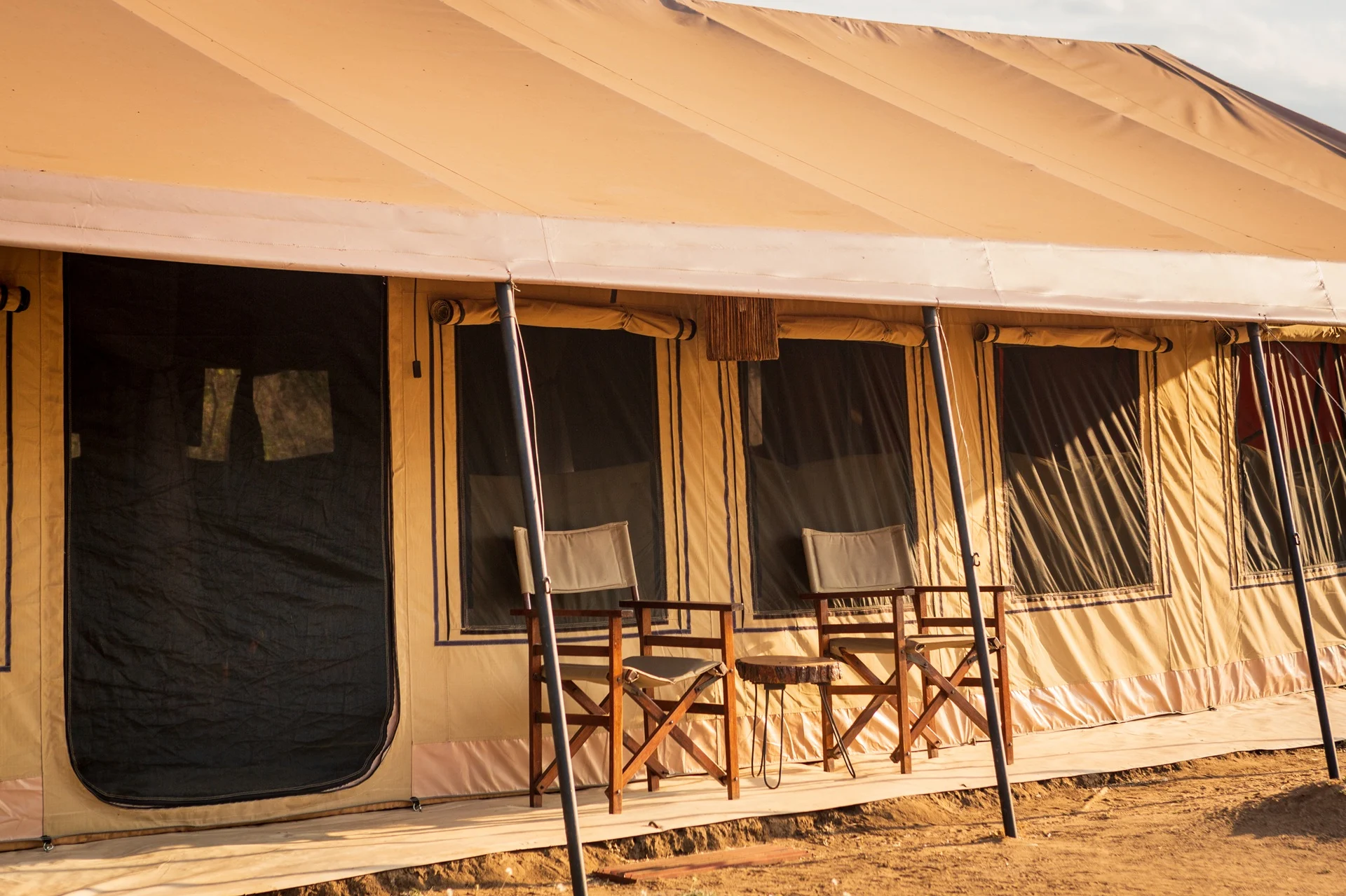 Private veranda with safari chairs